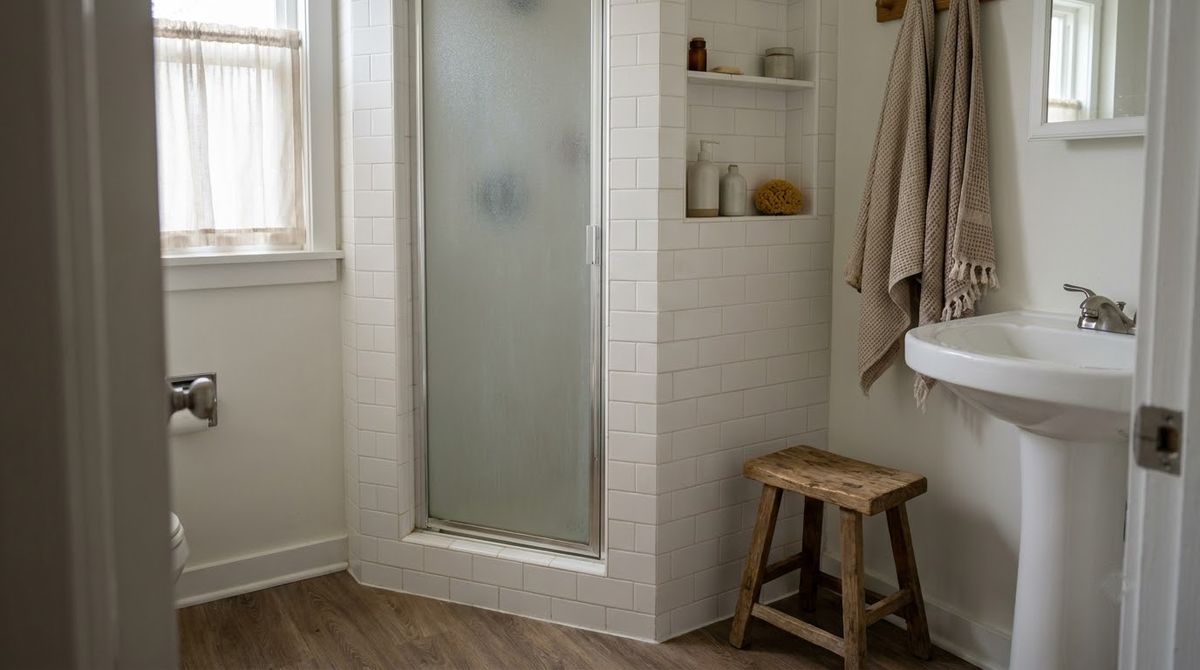 A 32 x 32-Inch Square Stall idea for small bathroom ideas with shower