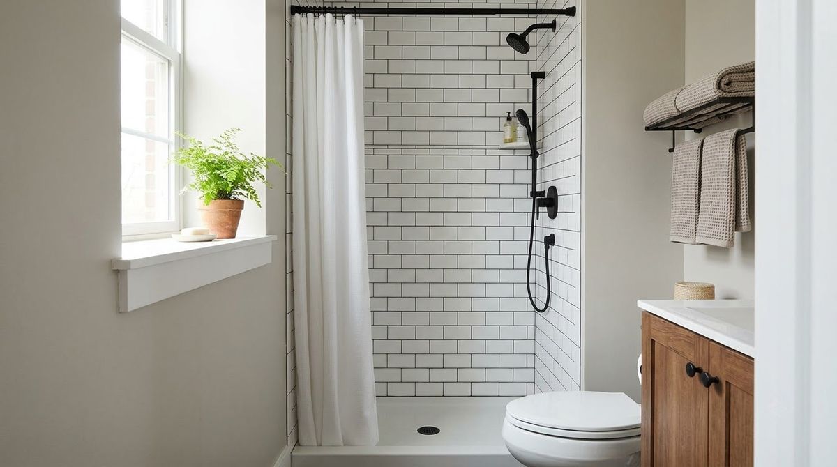 A 30 x 48-Inch Narrow Stall idea for small bathroom ideas with shower