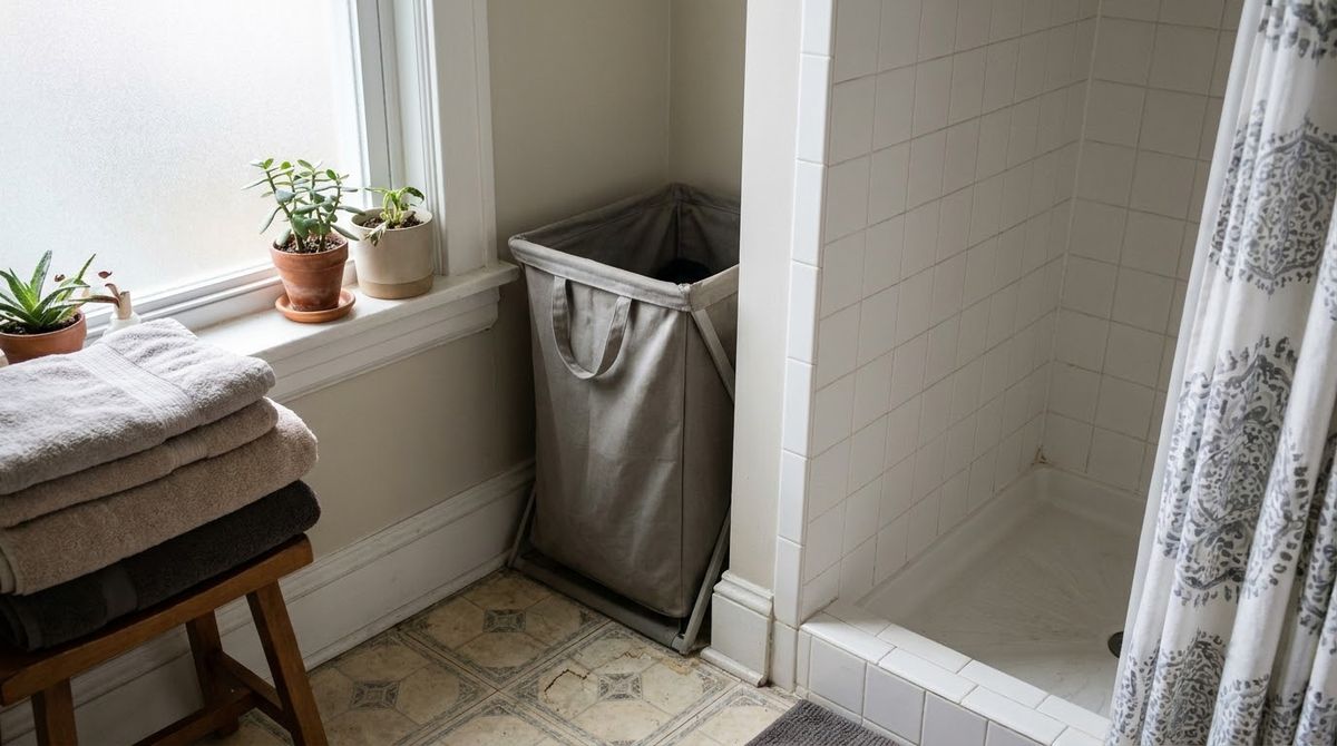 A Flexible Hamper Instead of a Rigid One idea for small bathroom ideas with shower