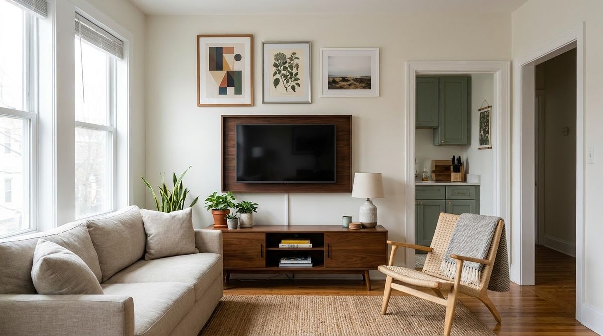 Art Above the TV Instead of Beside It idea for tv gallery wall Art Above the TV Instead of Beside It idea for tv gallery wall