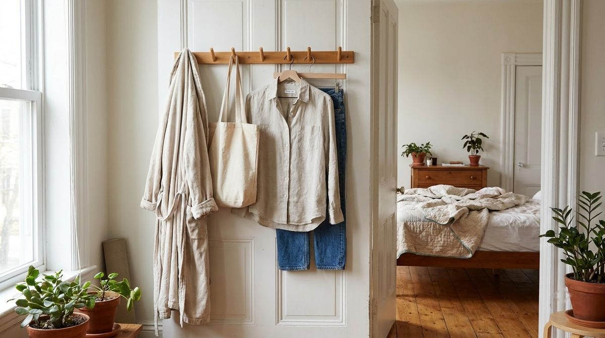 Hooks Behind the Door for Tomorrow's Outfit idea for small master bedroom ideas