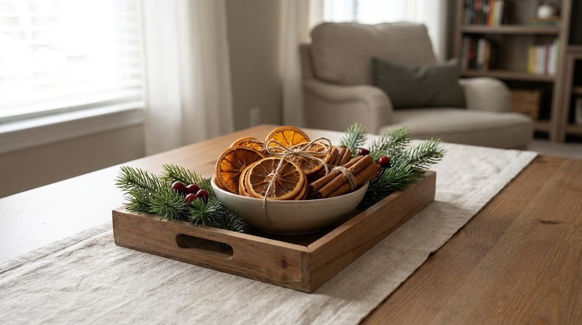 Dried Orange Slices With Cinnamon Sticks idea for christmas centerpiece ideas in a small rental
