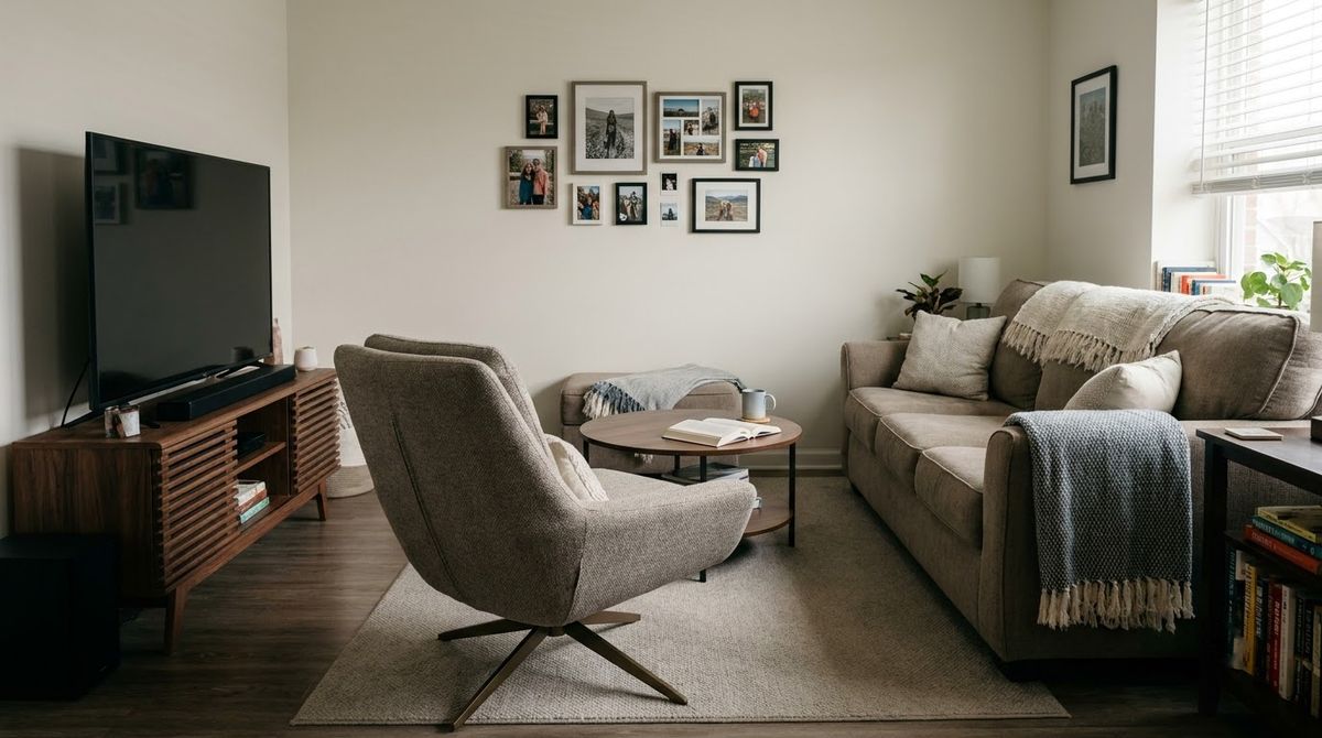 Sofa Plus One Swivel Chair idea for small living room ideas with tv