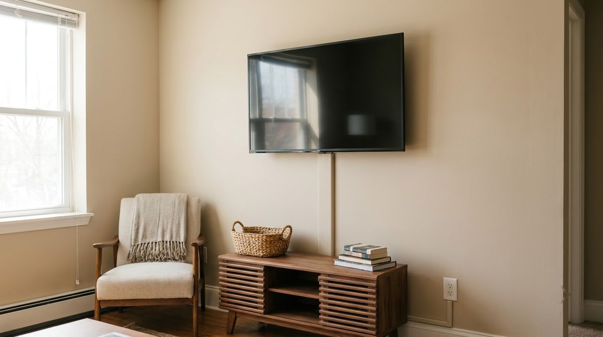 Paintable Cord Covers idea for small living room ideas with tv in a small rental