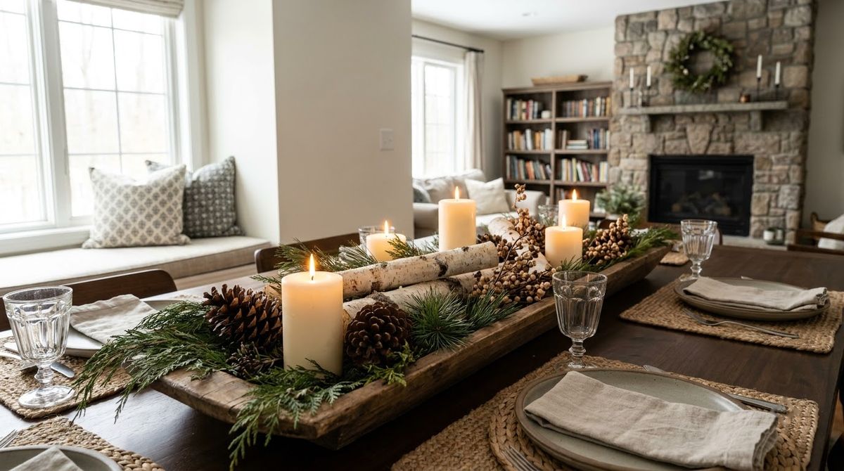 Overview of table winter decor ideas styled for a small apartment or rental home Overview of table winter decor ideas styled for a small apartment or rental home