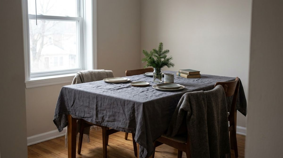 A Gray Cloth for a Moody Winter Table idea for table winter decor A Gray Cloth for a Moody Winter Table idea for table winter decor