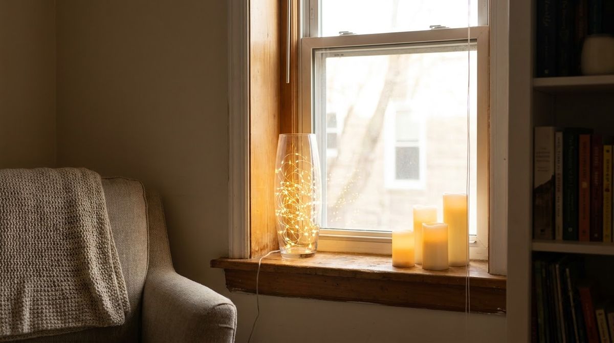 A Window Glow Without Tape idea for christmas decor for christmas party in a small rental