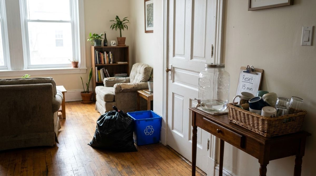 A Two-Hour Cleanup Plan idea for christmas decor for christmas party in a small rental