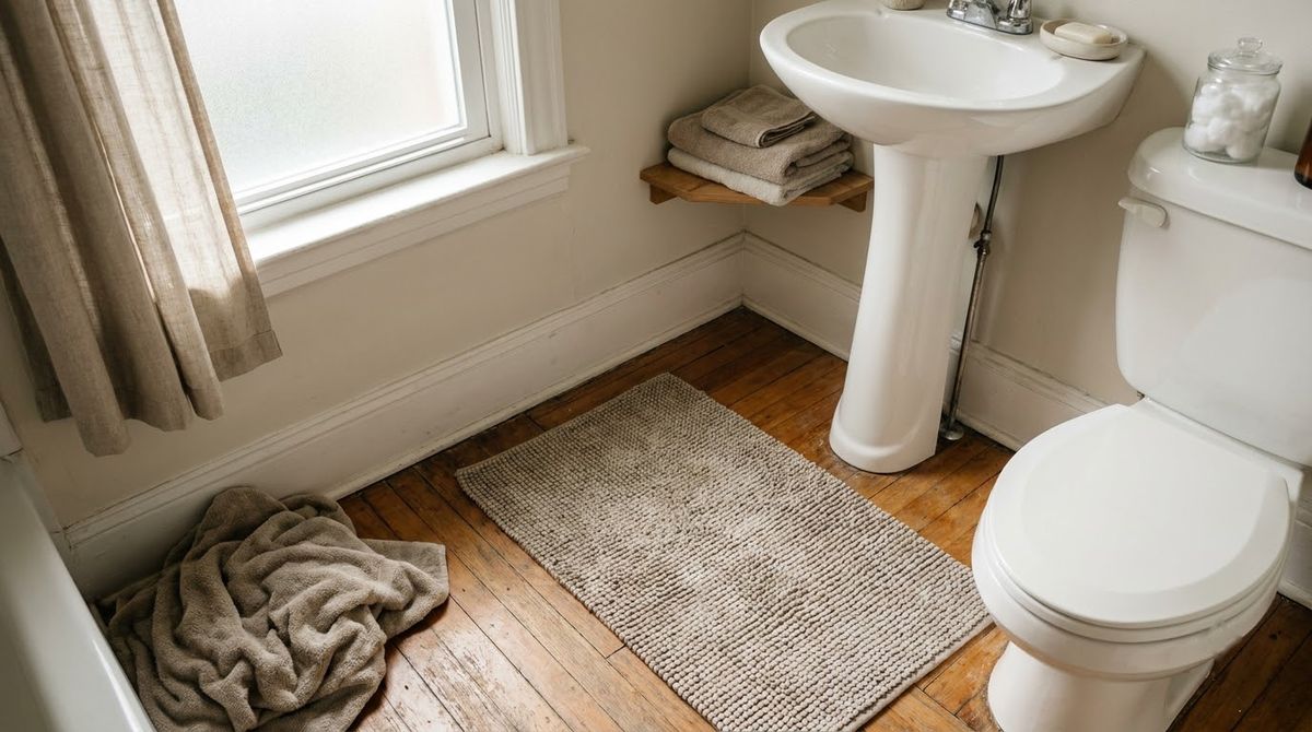 A Bath Mat Sized for the Footprint idea for small half bathroom ideas