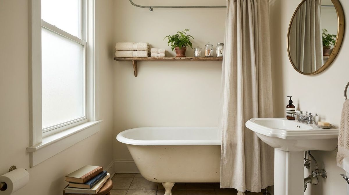 A Soft Off-White With a Little Warmth idea for small bathroom paint color ideas