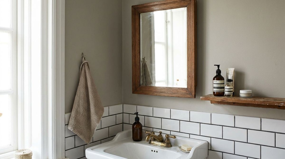 A Warm-Cool Greige Gray idea for small bathroom paint color ideas in a small rental