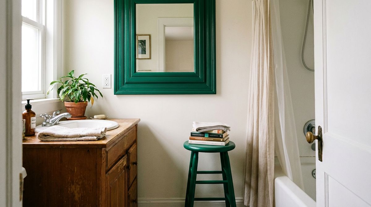 A Painted Mirror Frame or Stool idea for small bathroom paint color ideas