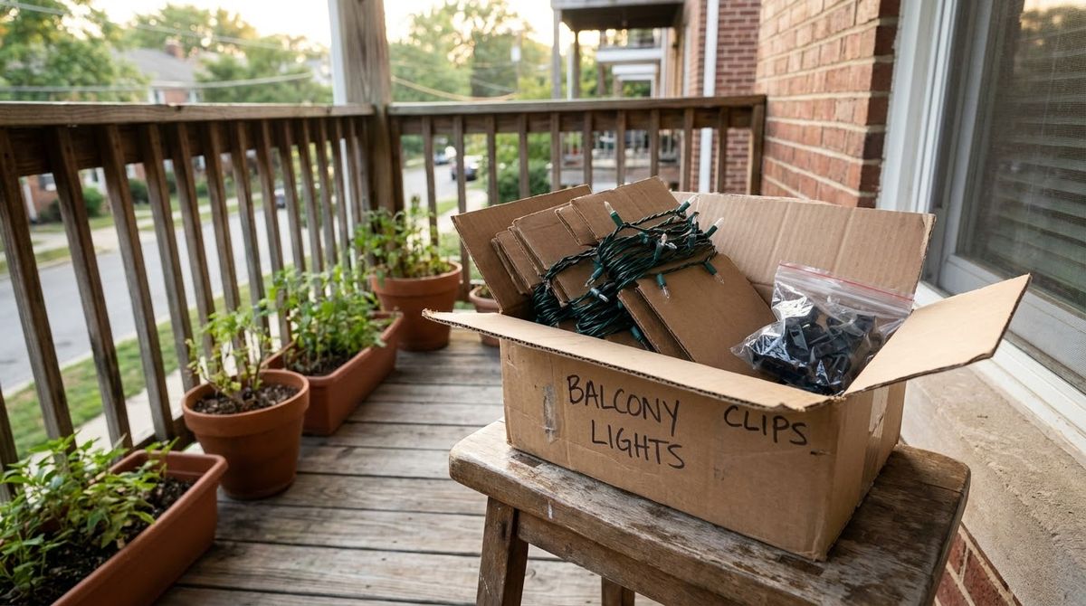 Plan the Takedown Before You Hang idea for apartment balcony christmas decorating ideas