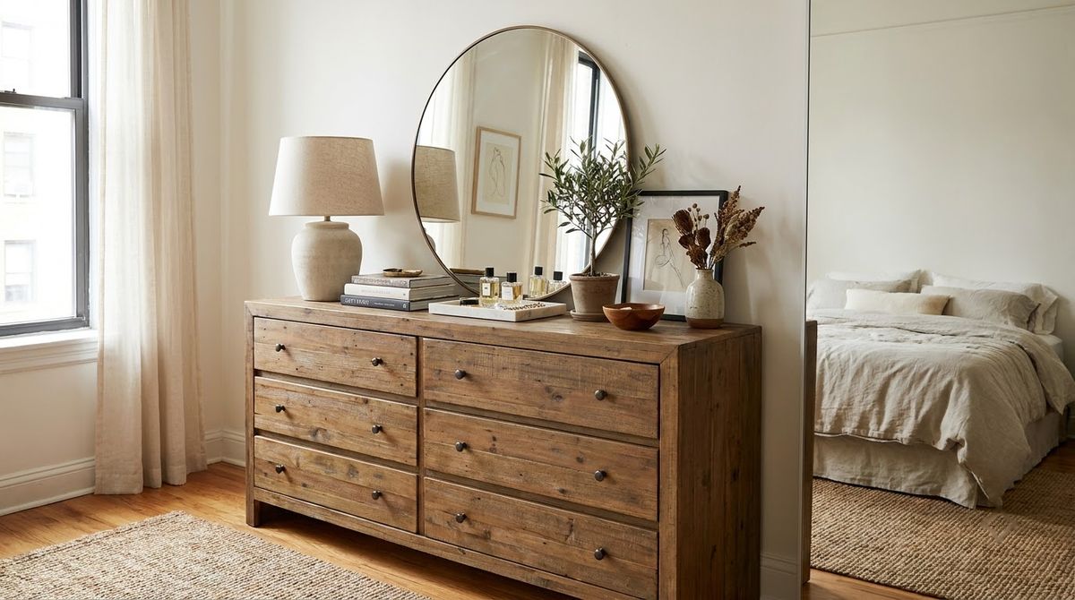 Bedroom dresser decor ideas styled for a small apartment or rental home Bedroom dresser decor ideas styled for a small apartment or rental home