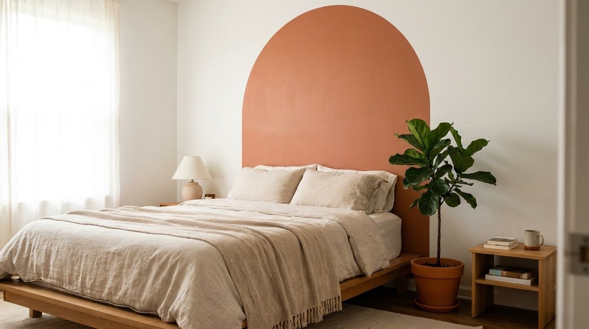 Removable Vinyl Arches or Stripes idea for renter friendly wall panels in a small rental Removable Vinyl Arches or Stripes idea for renter friendly wall panels in a small rental