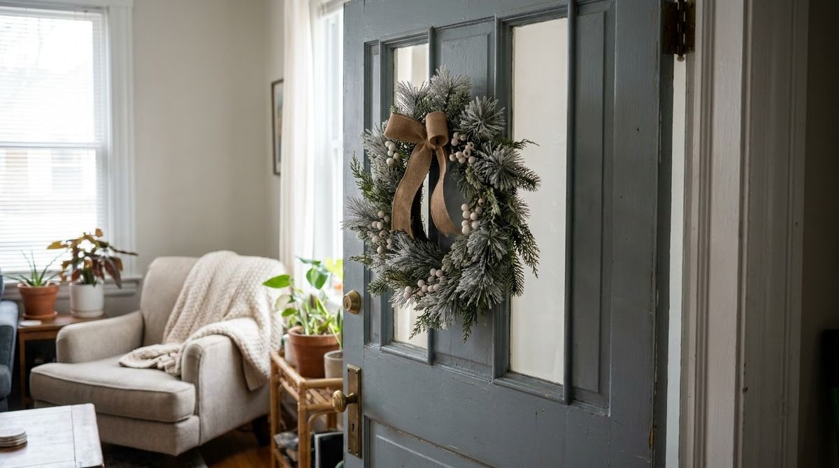 A Small Wreath for a Narrow Door or Window idea for winter wreath ideas
