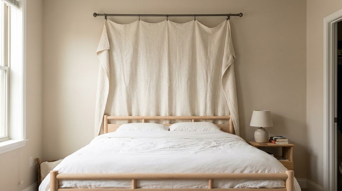 A Large Throw as a Wall Hanging idea for headboard ideas in a small rental A Large Throw as a Wall Hanging idea for headboard ideas in a small rental
