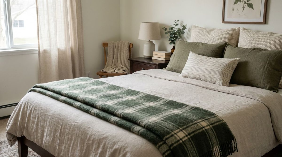 A Throw Folded Across the Foot idea for winter bedroom decor in a small rental A Throw Folded Across the Foot idea for winter bedroom decor in a small rental