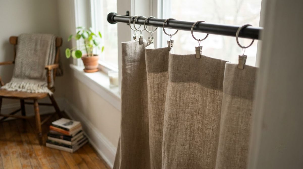 Clip Rings on Any Rod idea for renter friendly curtains in a small rental Clip Rings on Any Rod idea for renter friendly curtains in a small rental