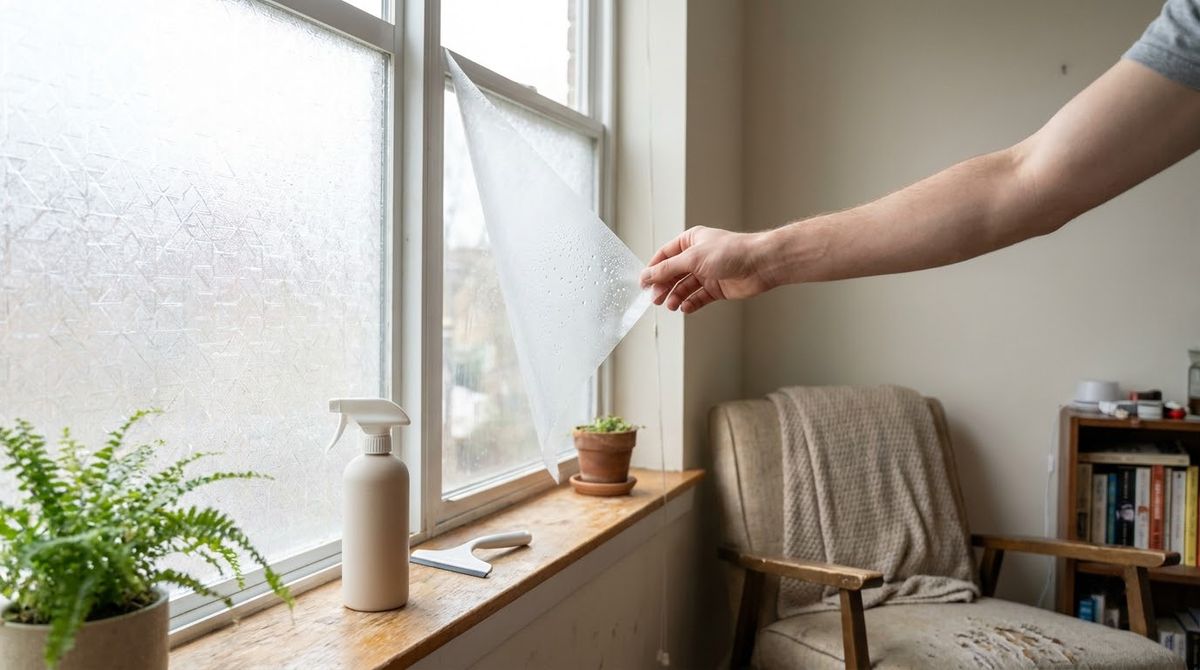 Static-Cling Privacy Film idea for renter friendly curtains in a small rental Static-Cling Privacy Film idea for renter friendly curtains in a small rental