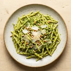 Illustration of Trofie al pesto