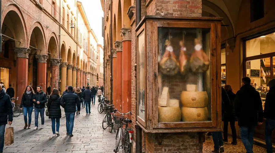Illustration of a street in Bologna