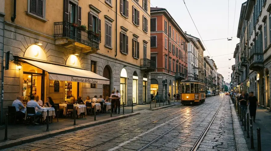Illustration of a street in Milan