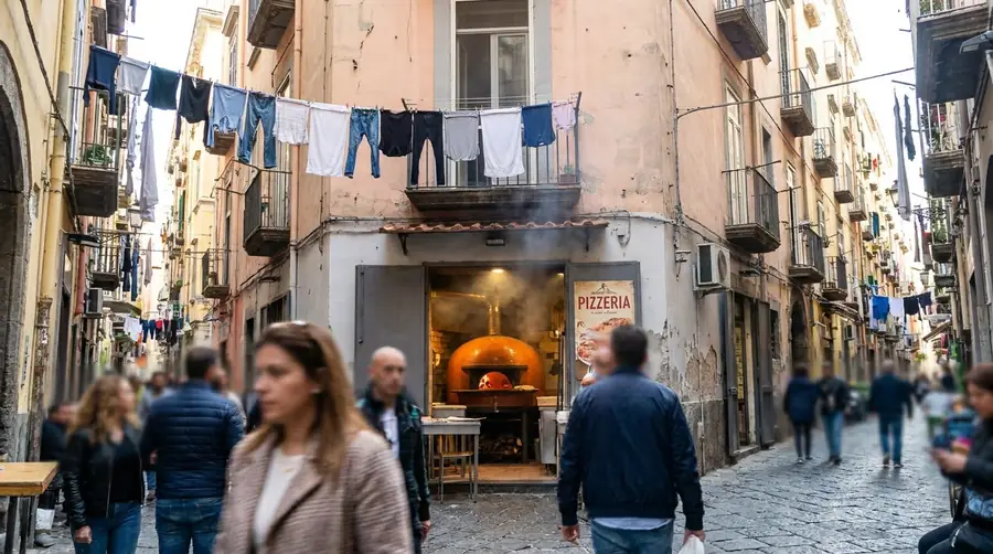 Illustration of a street in Naples