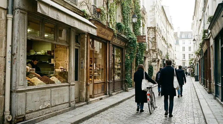 Illustration of a street in Le Marais