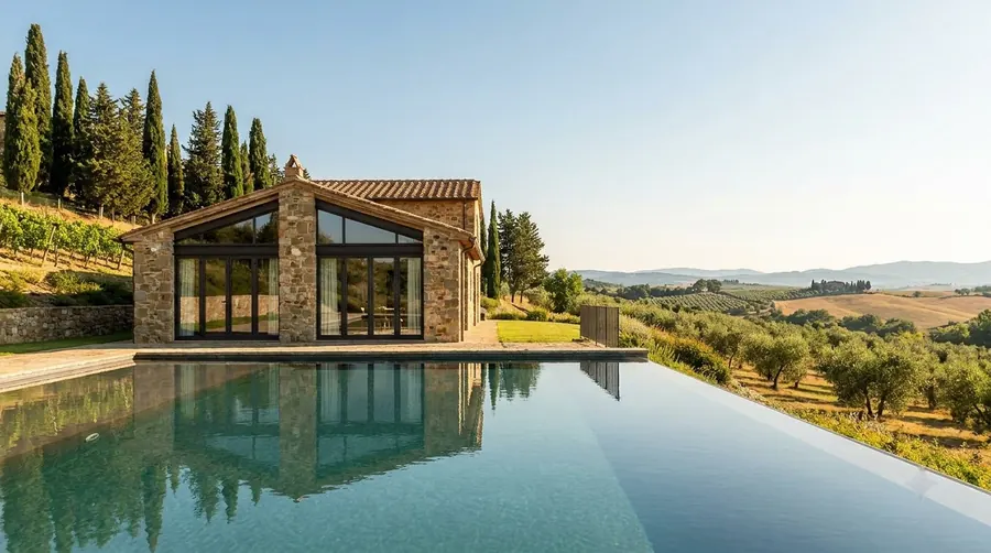 Illustration of a villa in Val d'Orcia