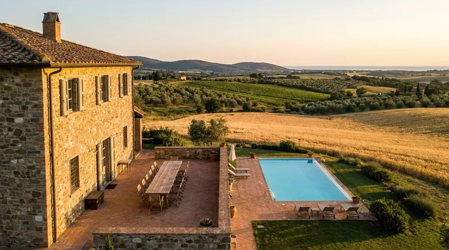 Illustration of a villa in Maremma coast