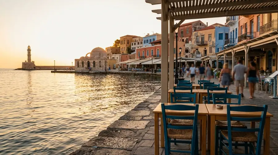 Illustration of a street in Chania