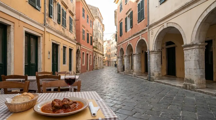 Illustration of a street in Corfu