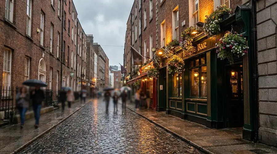 Illustration of a street in Dublin