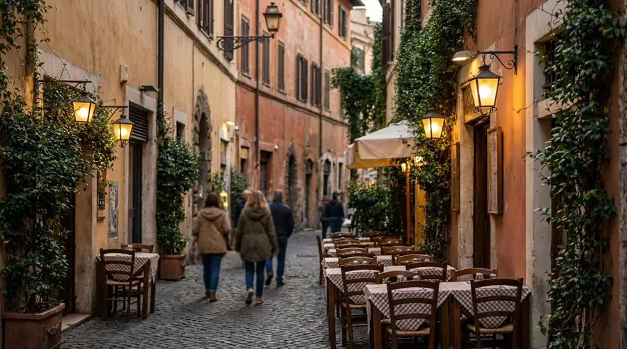 Illustration of a street in Trastevere