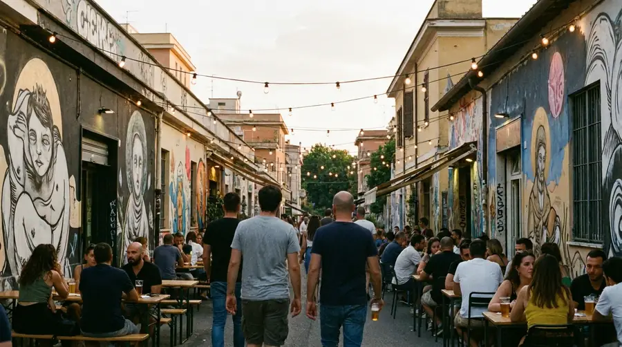 Illustration of a street in Pigneto & San Lorenzo
