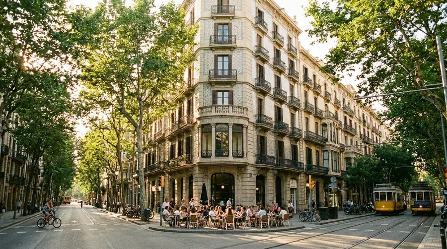 Illustration of a street in Eixample