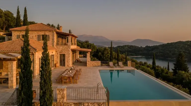Illustration of a villa in Corfu