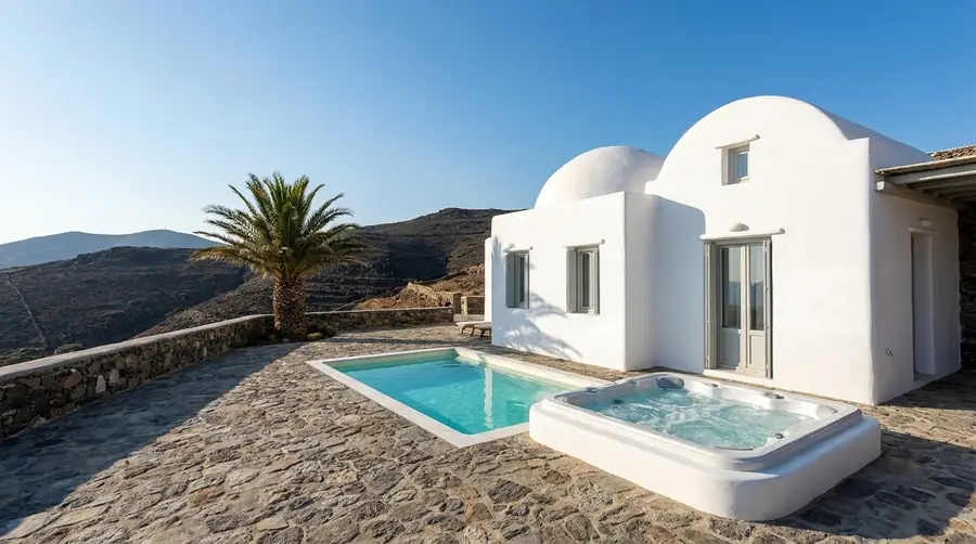 Illustration of a villa in Santorini