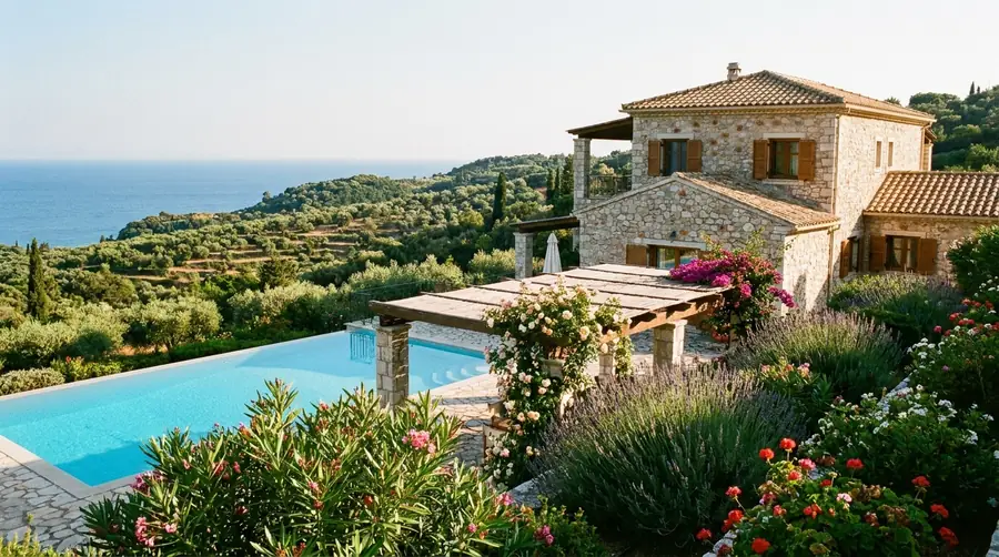 Illustration of a villa in Corfu
