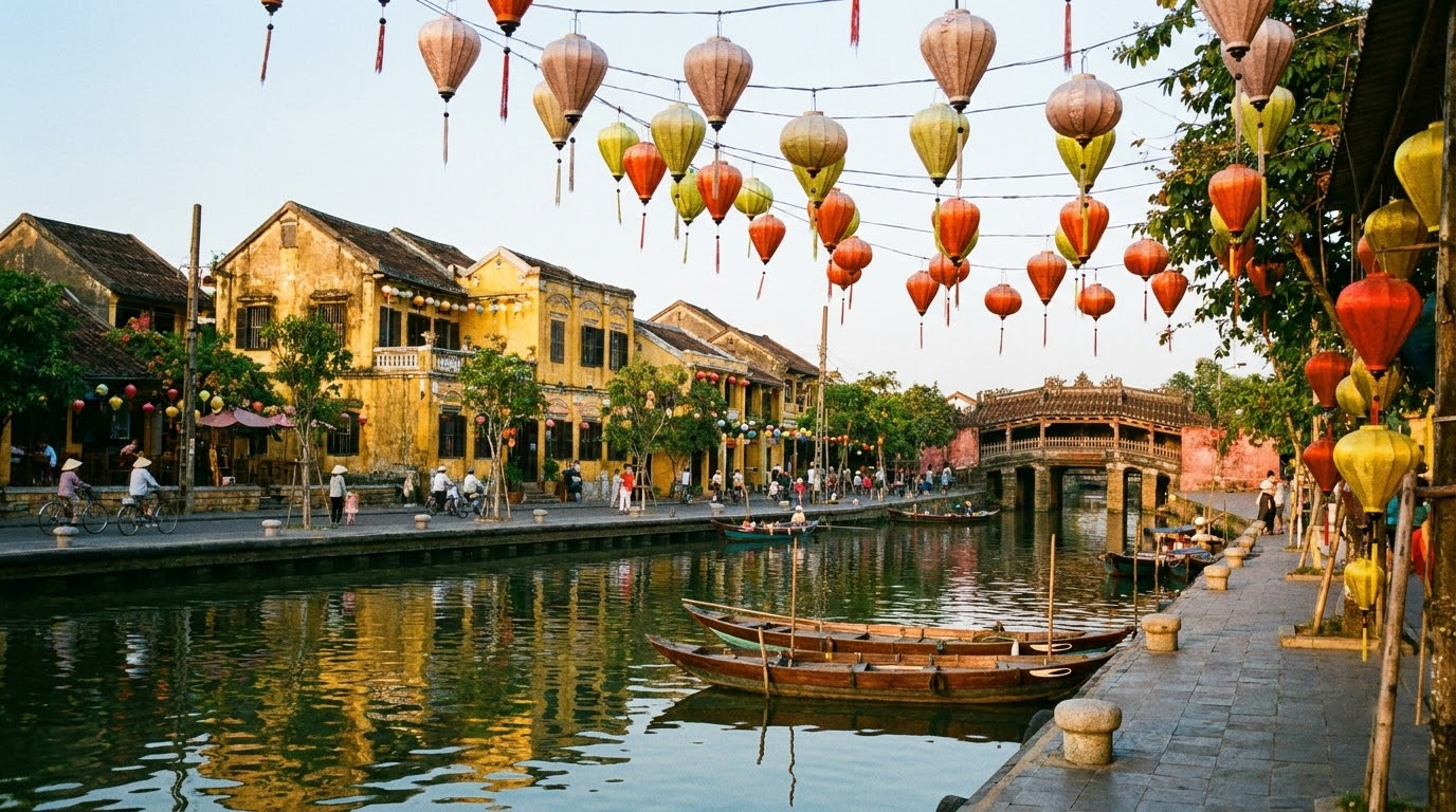 Ancient Town in Hoi An, Vietnam: AI illustration of the area