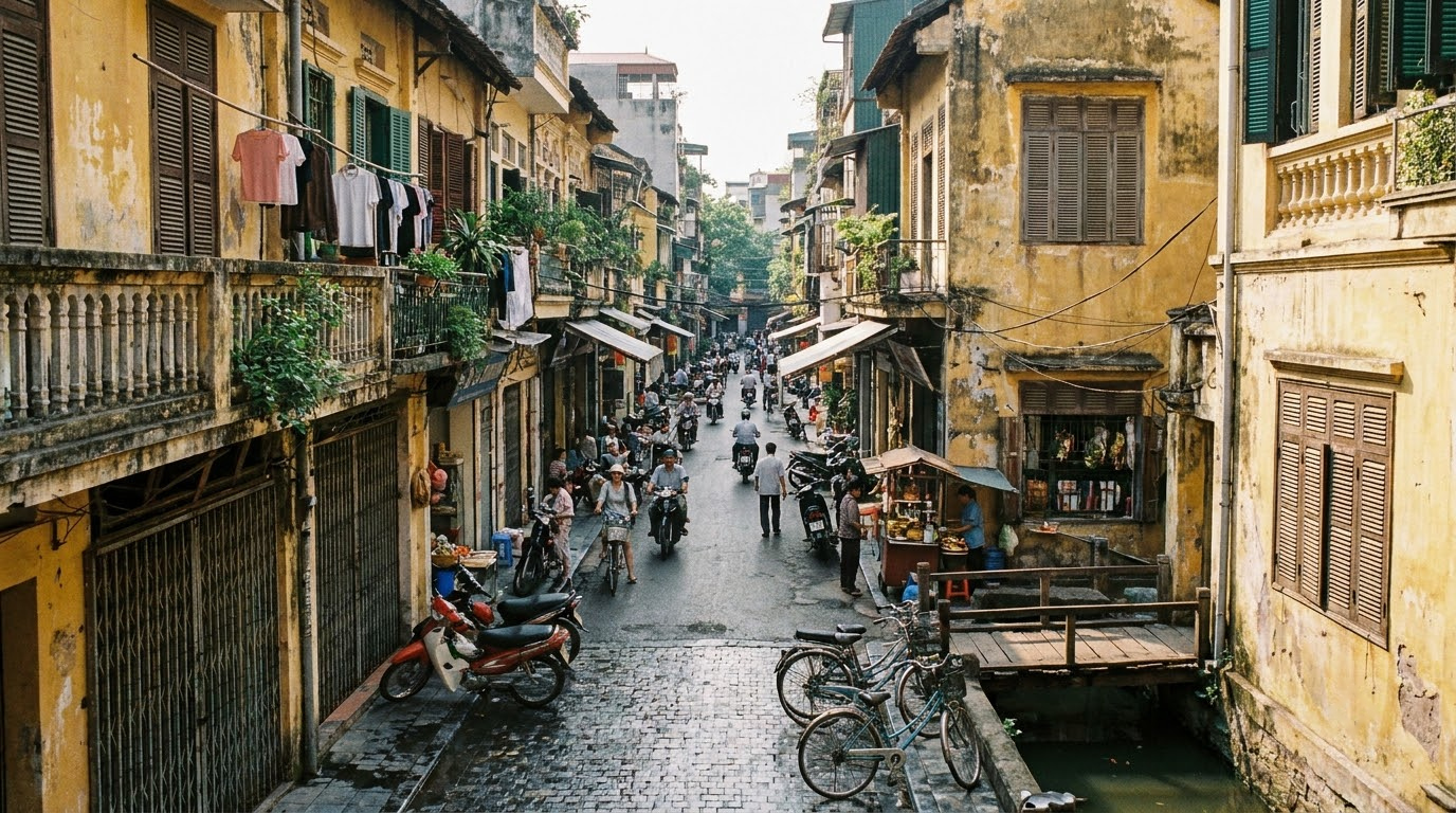 Old Quarter in Hanoi, Vietnam: AI illustration of the area