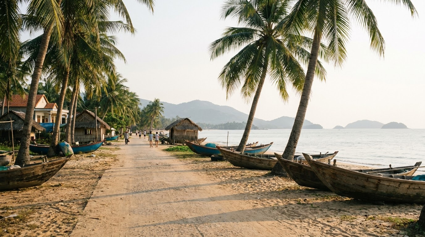 Long Beach in Phu Quoc, Vietnam: AI illustration of the area