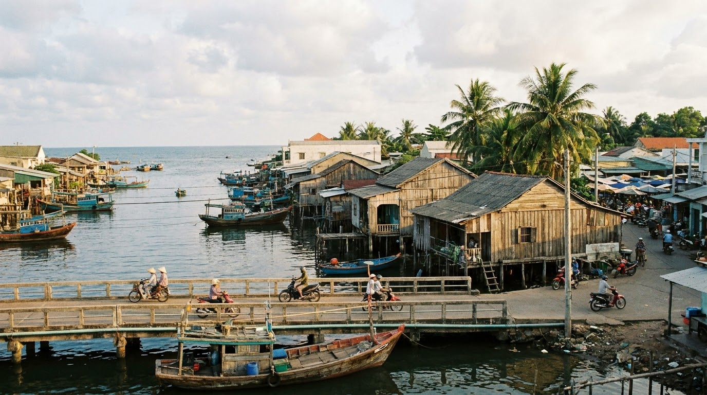 Duong Dong town in Phu Quoc, Vietnam: AI illustration of the area