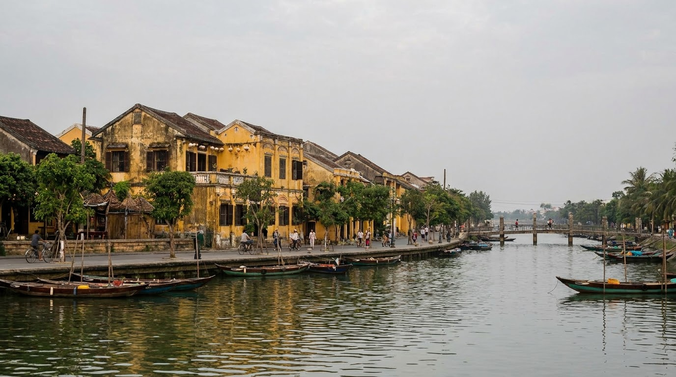 Ancient Town edge in Hoi An, Vietnam: AI illustration of the area