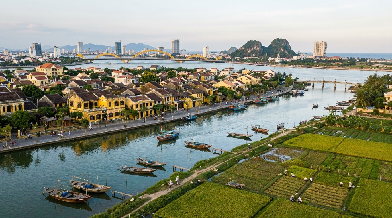 Da Nang and Hoi An, Vietnam: AI illustration of the area