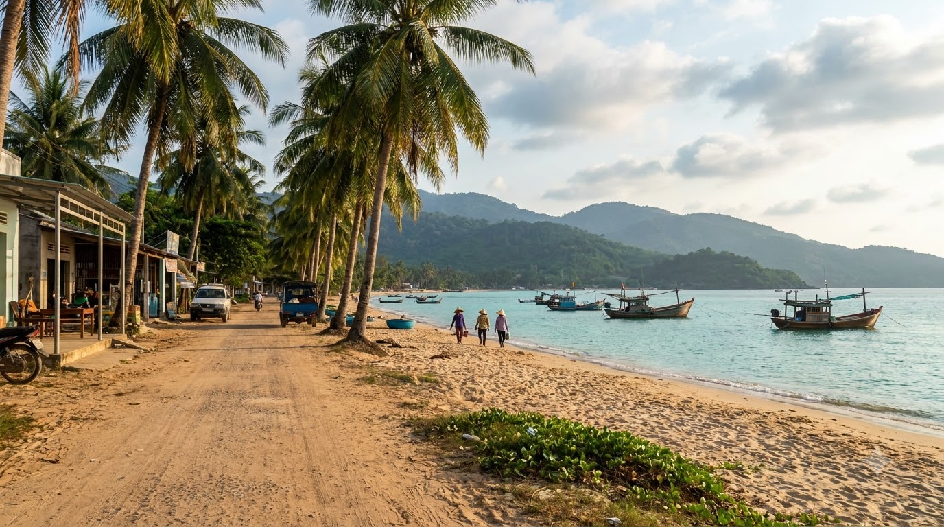Long Beach and Duong To in Phu Quoc, Vietnam: AI illustration of the area