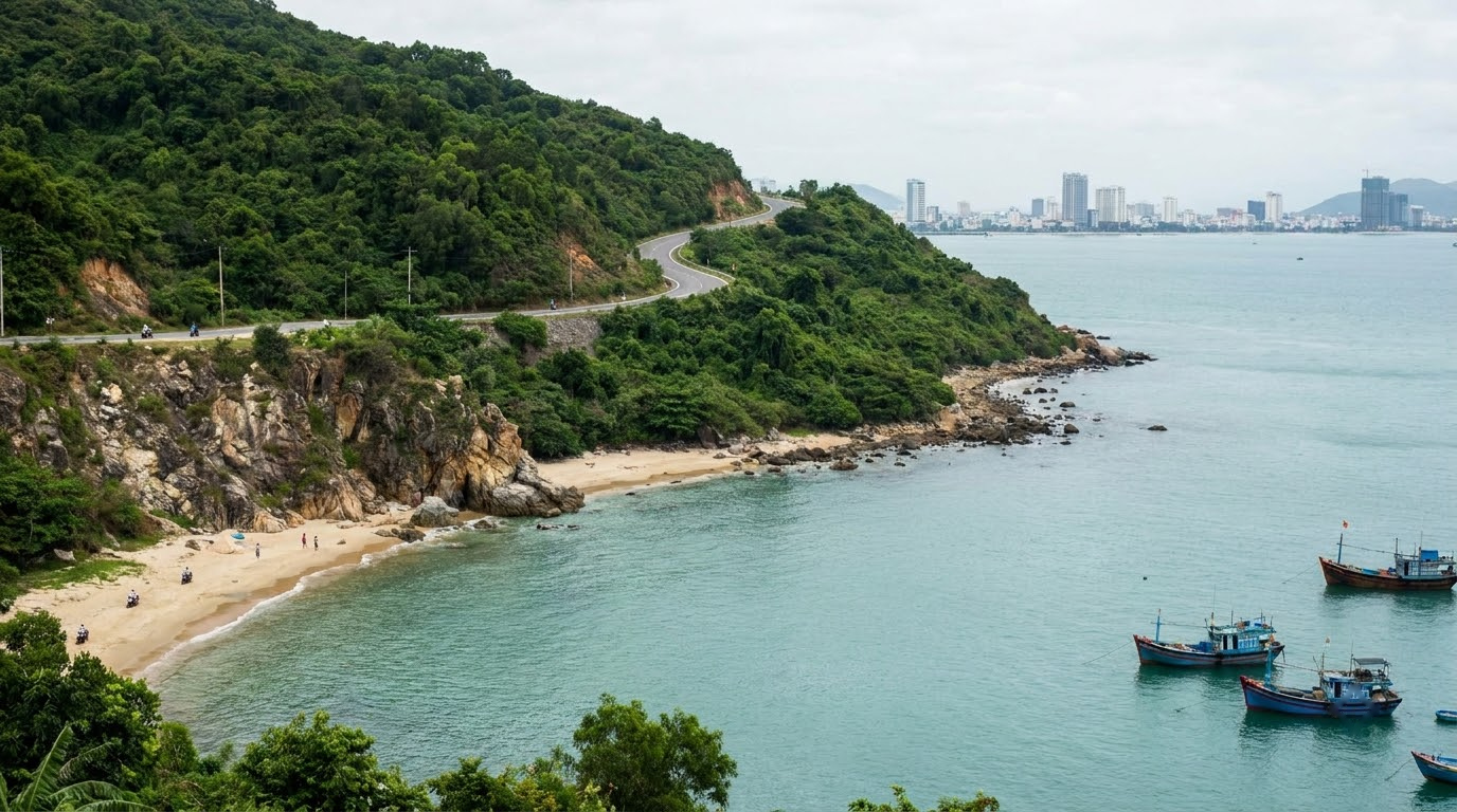 Son Tra Peninsula in Da Nang, Vietnam: AI illustration of the area