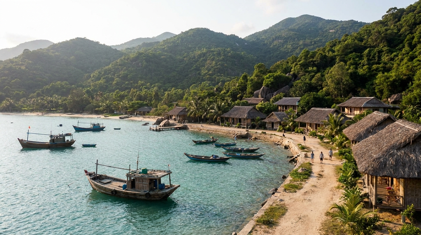 Ninh Van Bay and Hon Heo in Nha Trang, Vietnam: AI illustration of the area