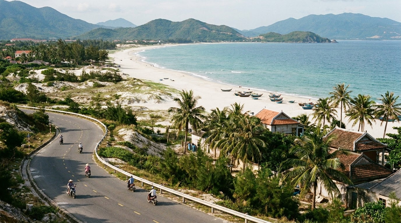 Cam Ranh peninsula and Bai Dai in Nha Trang, Vietnam: AI illustration of the area